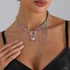 European and American Jewelry Irregular Love Fringed Necklace Ins Versatile Short Gray Bead Chain Splicing Accessories