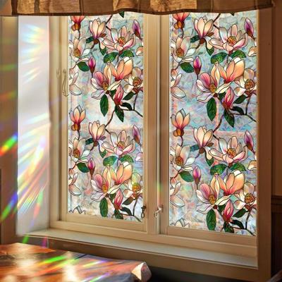 100*43cm Flowers Pattern Window Film Colorful Electrostatic Glass Sticker