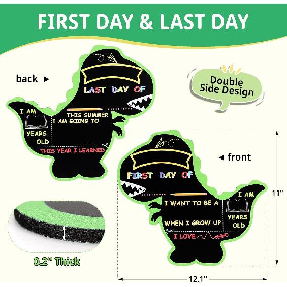 First and Last Day of School Chalkboard Sign with 4 Chalk Markers -12''×11'' Double Sided Back To School Sign Photo Prop for Preschool Kindergarten