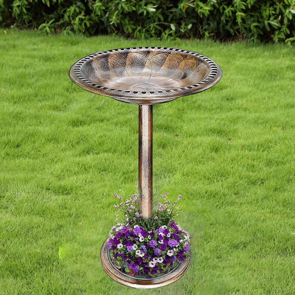Outdoor Bird Bath Rustic Flower Design Lightweight Decoration Birdbaths for Garden Patio Backyard Ornament Housewarming Gift