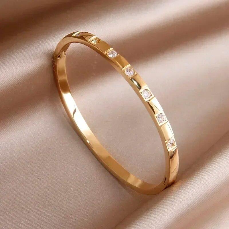 Classico bracciale in acciaio inossidabile stile punk in metallo per donna, braccialetti geometrici, gioielli da polso antiruggine, regalo per feste