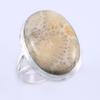 Natural Fossil Coral Gemstone Handmade 925 Sterling Silver Gift Ring S.6" Z6F54