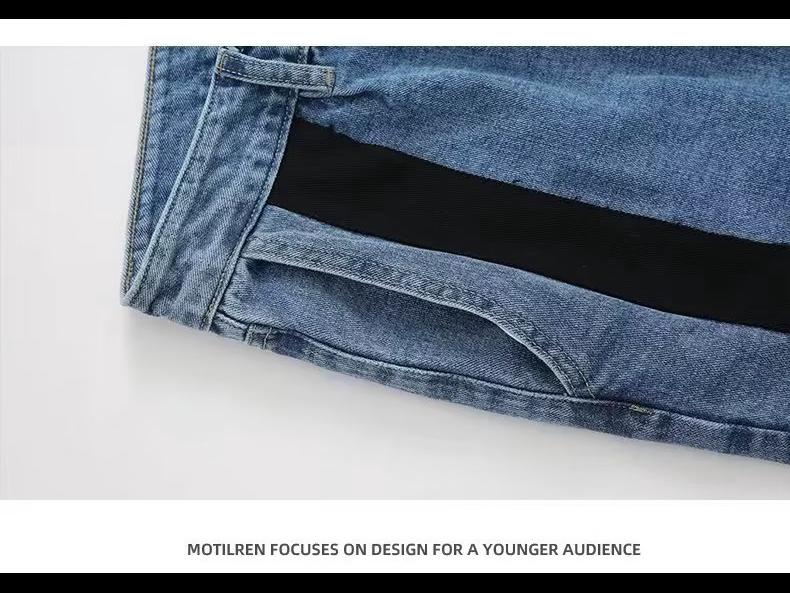 Pánský cool streetový oblek: Kontrastní džínová vesta a kalhoty s širokými nohavicemi