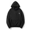 Men's Casual Polo Hoodie with Little Horse Embroidery Logo - Solid Color Long Sleeve Pullover Sportswear