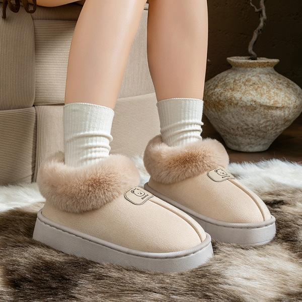 Heel Cotton Slippers Winter 2025 New Velvet Warm Thick-soled Non-slip Outer Wear Snow Cotton Shoes Mao Mao Cotton Shoes