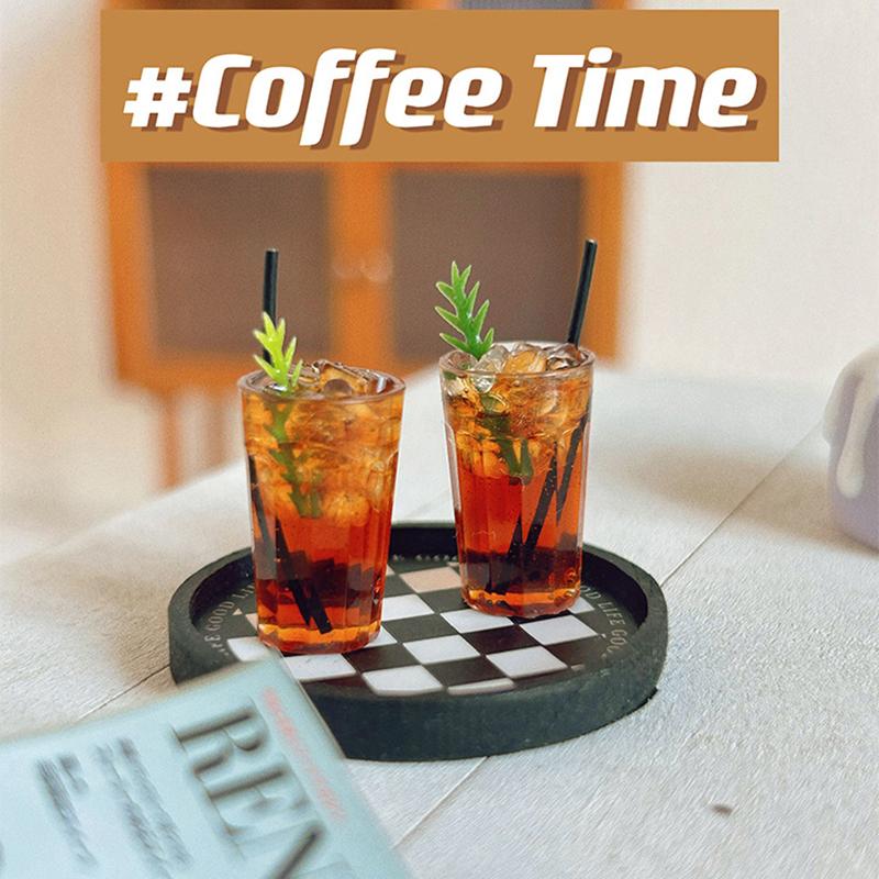 Doll House Accessories Miniature Internet Celebrity Ice American Latte Café Toy Decoration Model