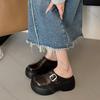 Comemore Summer New Round Head Half Slippers Heightening Thick Bottom Shoes Women Casual Outside Wear Platform Mules Slipper