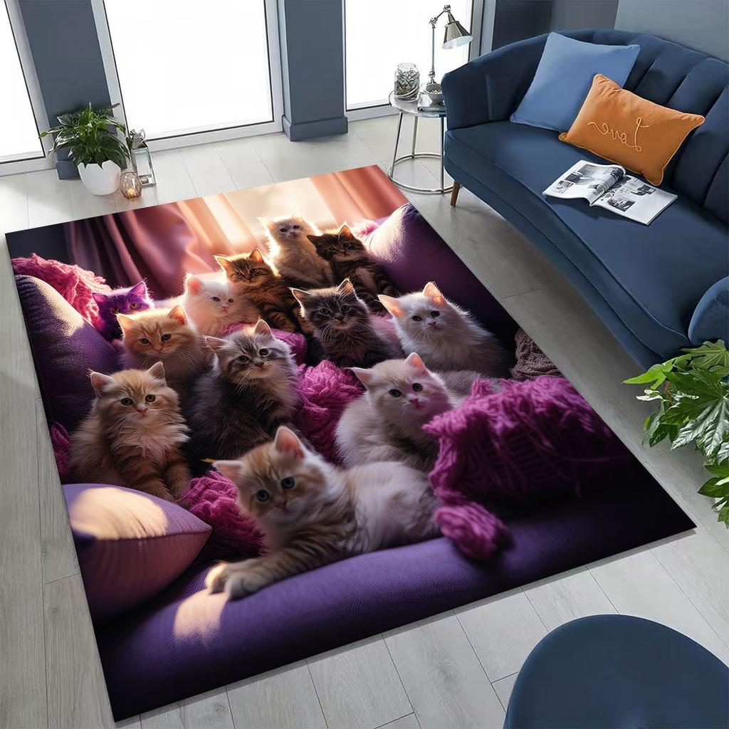 Neuer Niedlicher Katze Kätzchen Miau Cartoon Teppich für Schlafzimmer Wohnzimmer Sofa Zuhause Fußmatte Dekor, Große Kinder Spiel Anti-Rutsch Bodenmatte