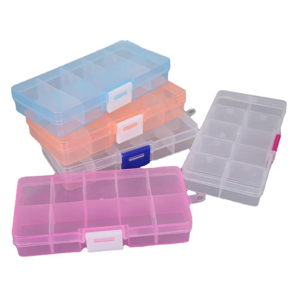 10 Grid Adjustable Organizer for Jewelry Compartments Plastic Transparent Jewel Bead Earring Case Cover Box Storage Container