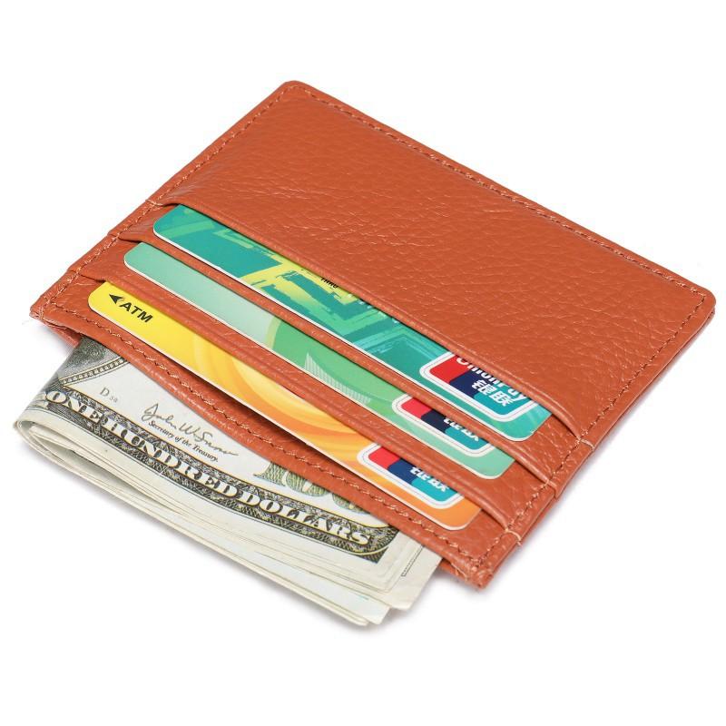 Men's Real Pickup Bag Women's Simple Credit Card Holder Multiple Slots Top Layer Cow Cover Thin Design