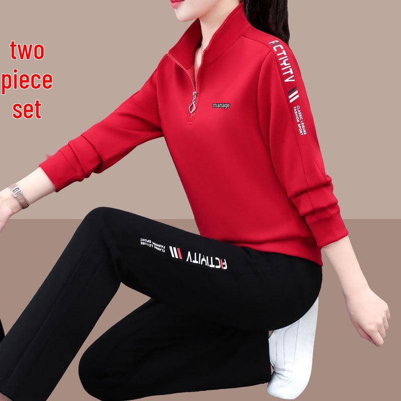 

Women s Casual Half-Zip Two-Piece Loose-Fit Sportswear Set, Plus Size - Spring 2025 Collection 3XL