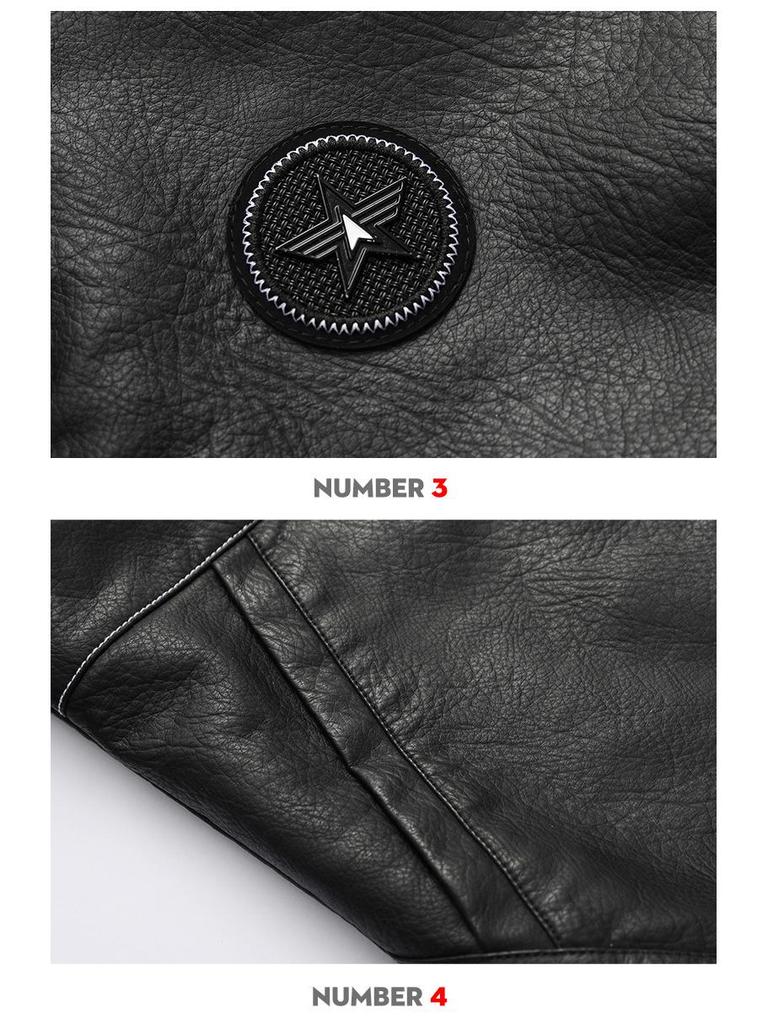 Men's Winter PU Leather Motorcycle Jacket with Lambswool Lining - Korean Style, Windproof, Thickened