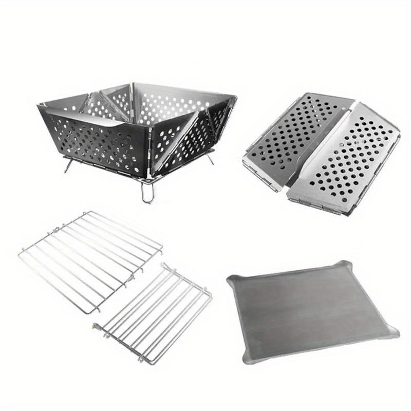 Portable Wood Stove Stainless Steel Mini Folding Barbecue Grill Portable Wood Stoves Burner Charcoal BBQ Grill Camping Accessory