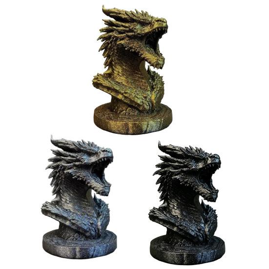 Dragon Head Figurine, 3D Printed Fantasy Dragon Head Statue, Mythical Animal Sculpture for Home Office Desk Decor, Gift for Collectors