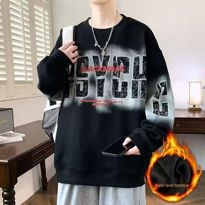 Trendy Men's Letter Print Sweatshirt: Autumn/Spring Round Neck, Long Sleeve, Casual Loose Fit.
