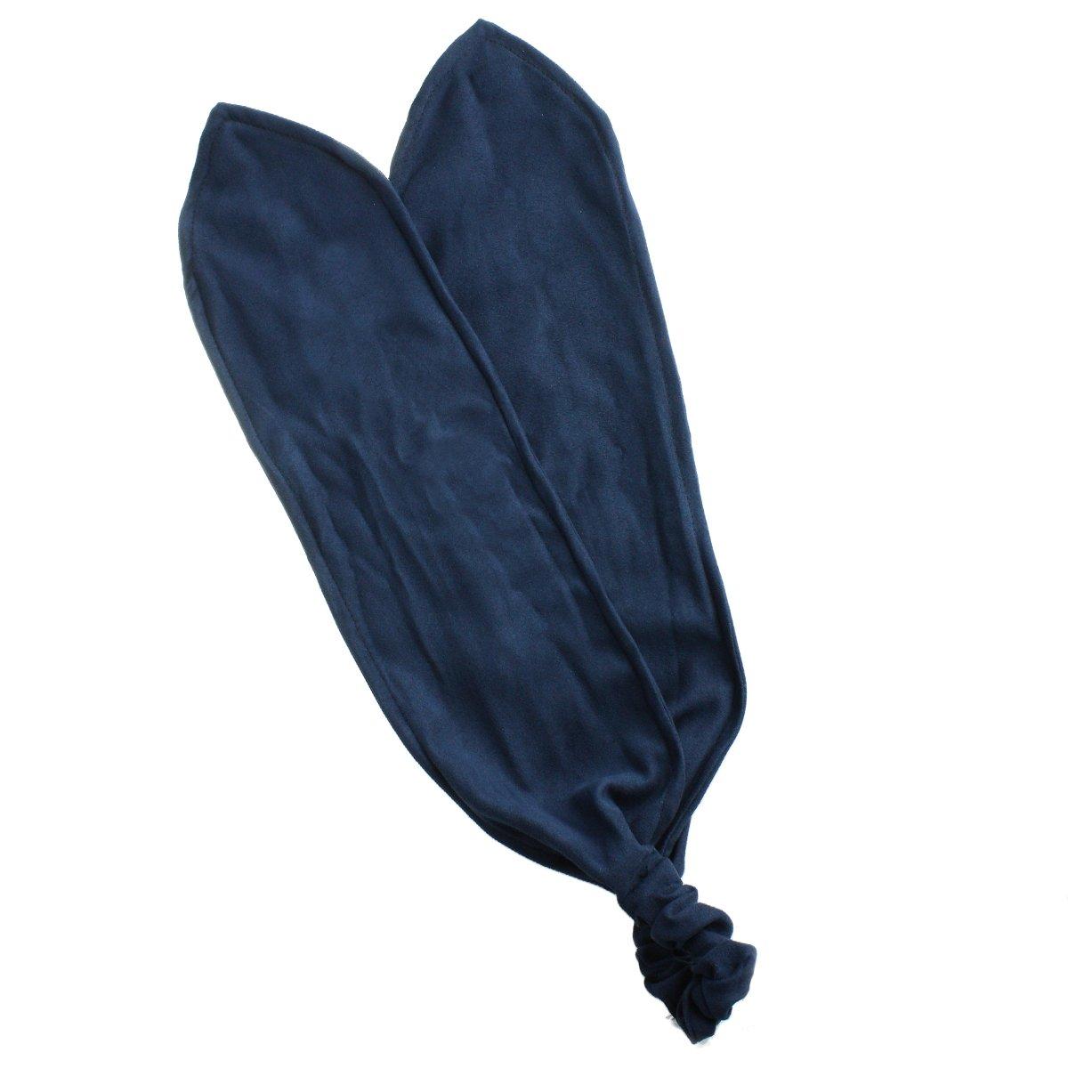 

Широкая повязка-тюрбан VINGTAINE с проволокой и лентой цвета темно-синей замши, H-744-NY,