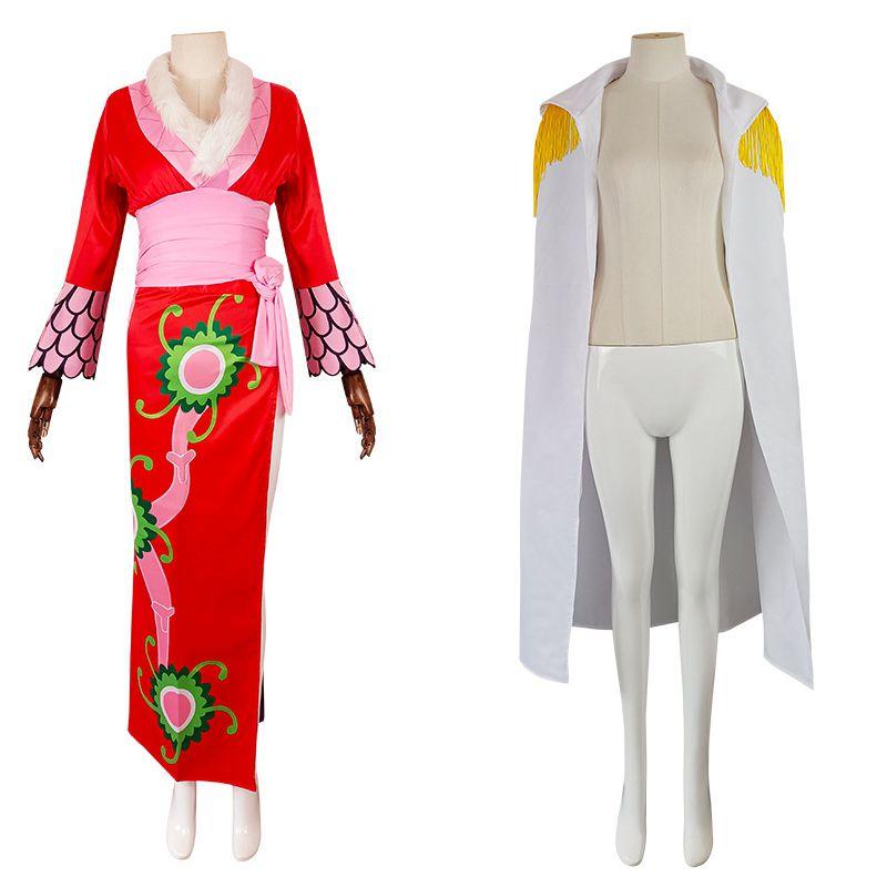 Anime One Piece Empress Hancock Cosplay Clothing Red Cheongsam Kimono Element Costume