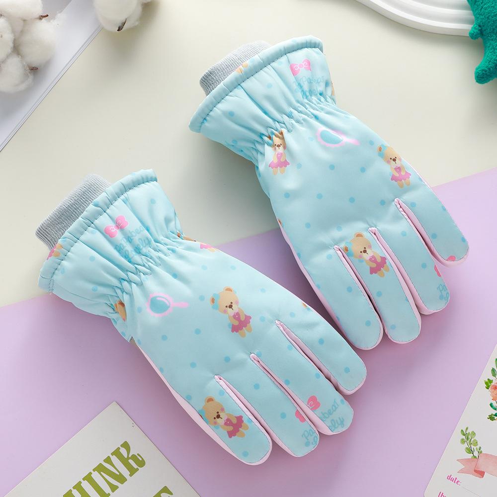Children's Ski Gloves for Winter Boys Cycling Girls Outdoor Plus Velvet Thickened Water Splashing Windproof Cold Resistant Gloves