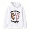 Kids Boys Girls Hoodie Cute Otters Print I Play Well With Otters Casual Long Sleeve Pullover Sweatshirt for Children