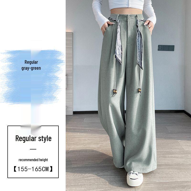 

Women s High Waist Wide Leg Suit Pants - Slimming Drape with Belt S (40-48 kg)