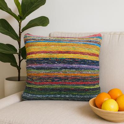 Rag Rug Cushion Cover, Orange Striped
