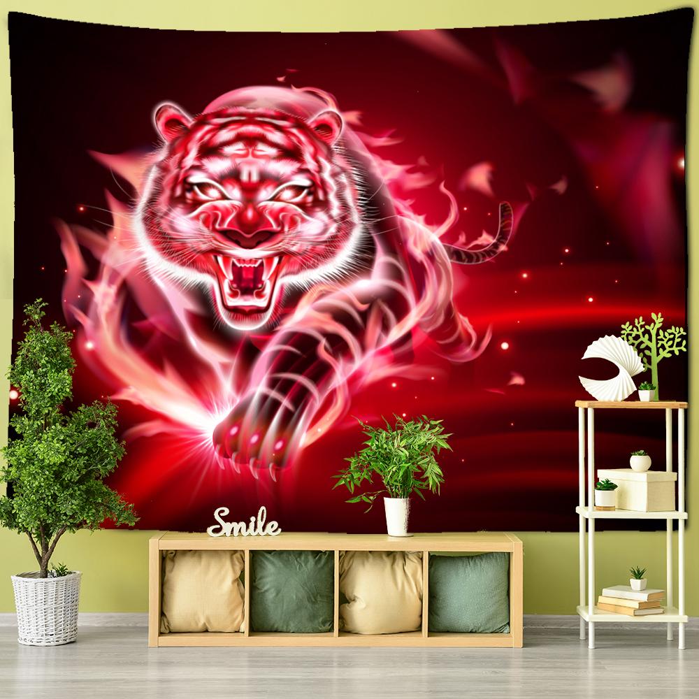 Psychedelic 3D Tiger Tapestry Wall Hanging Bohemian Impression Painting Hippie Tapiz Art Mystery Home Decor