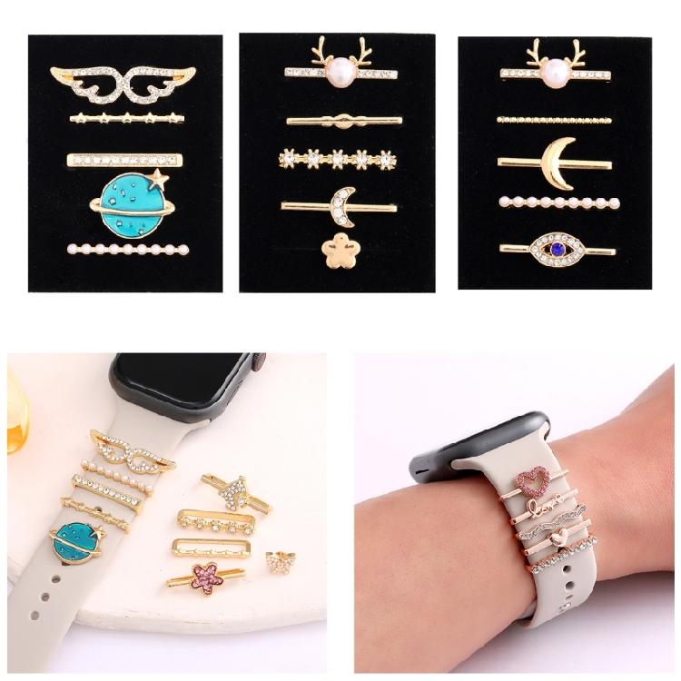 Fashion Shimmering Floral Metal Detachable Band Charm For Smartwatch Accessories Stylish Crystal Embellished Wrist Decor