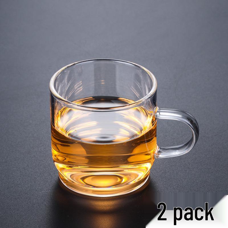 Double-Layer Heat-Resistant Glass Tea Cup with Handle for Kung Fu Tea