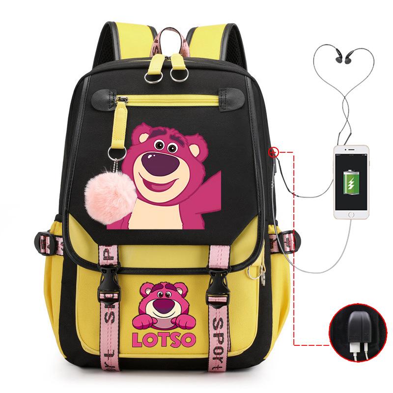 Mengmeng Xiaoqing Strawberry Bear Printing College Style Campus Primary School Student School Bag Lightweight And Large Capacity