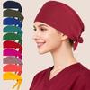 Customized Solid Color Dental Doctors Cap Women Men Nursing Hat Laboratory Pet Vet Breathable Medical Scrub Caps with Buttons