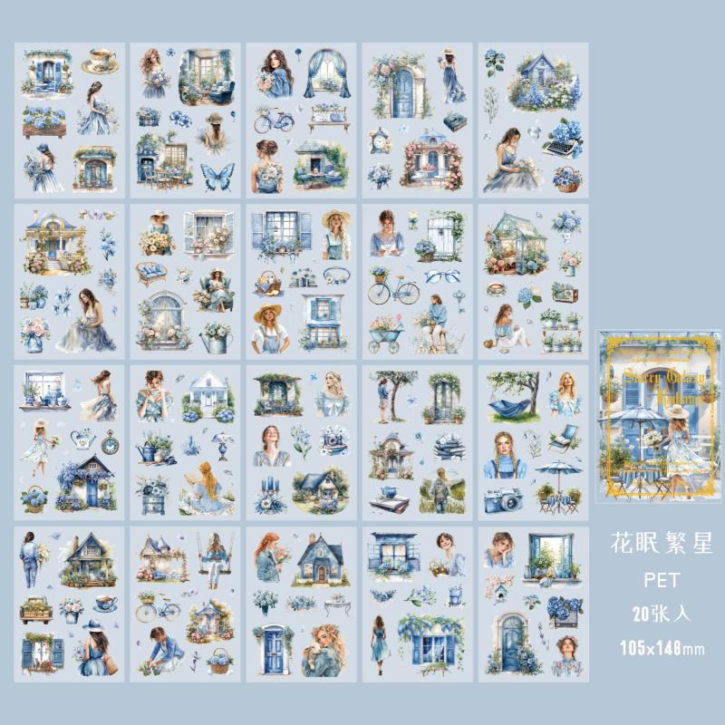 20-Sheet Retro Lady Character Theme Journal Sticker Book, Nostalgic Feminine Designs & Soft Tones, Self-Adhesive for DIY Craft
