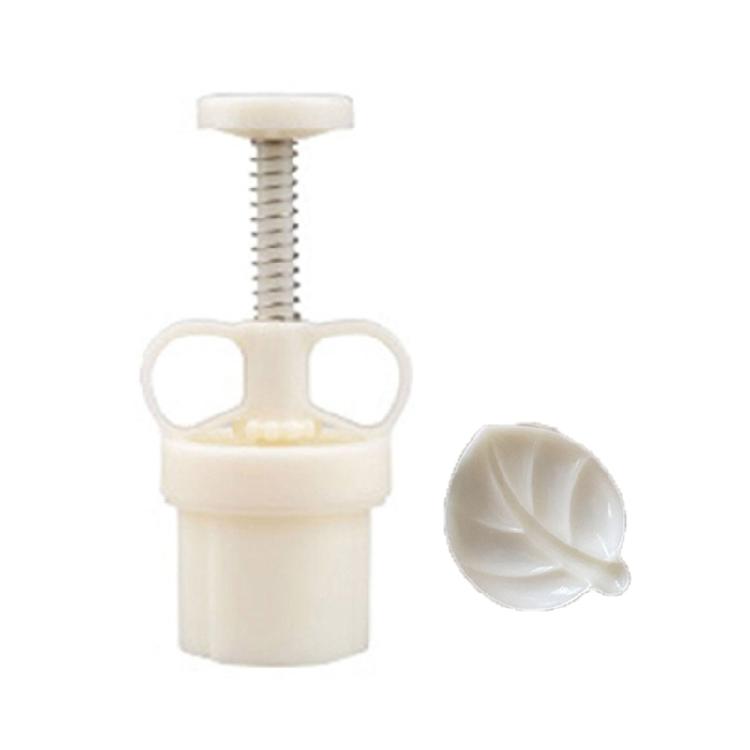 

50g Plastic Material Mooncake Molds Leaf Shaped Mooncake Stamps DIY Baking Tools 1 білий