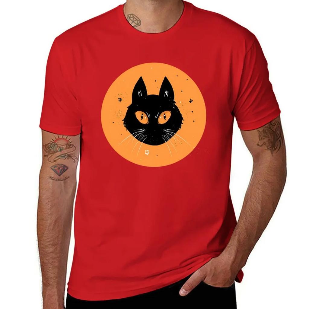 Black Cat T-Shirt Anime Clothes Blacks Plain White T Shirts Men