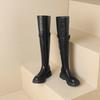 Damen High-Heel Stiefel Herbst und Winter neu dick-absatz große Größe lässige Kniestiefel
