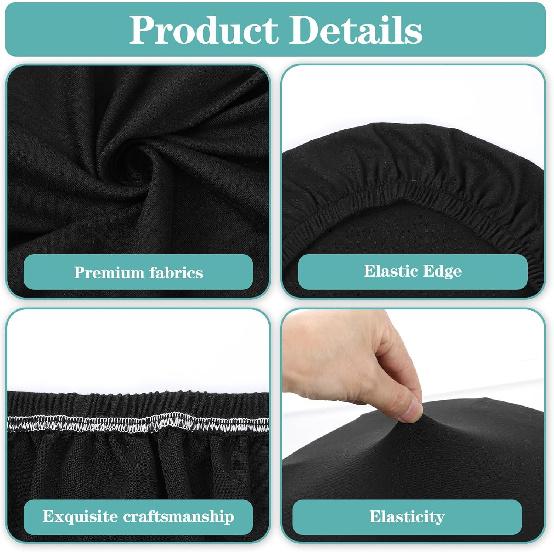 2Pcs Black Dustproof Bar Stool Seat Covers, Stretch Round Bar Cushion Washable Crease-Resistant Slipcovers Fit for Dia 11-17in Chair for Home Bar