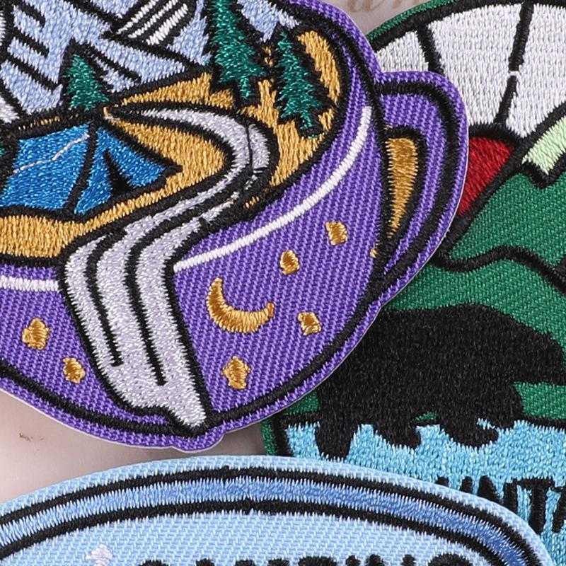 Hand Account DIY Camping Series Cloth Logo Badge Glasses Accessories Embroidery Patch Cloth Sticker