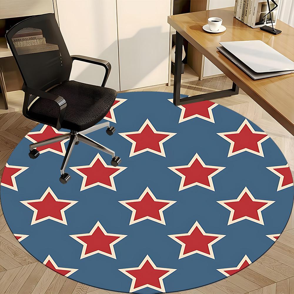 1pc Stars Circle Office Round Area Rug, Under Office Chairs Bedroom Living Room Home Decor, Room Deco