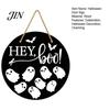 Halloween Door Sign Hanging Sign, Wooden Front Hanger Wreath, Cute Holiday Decoration Ghost Welcome for Porch Wall Indoor Home Durable