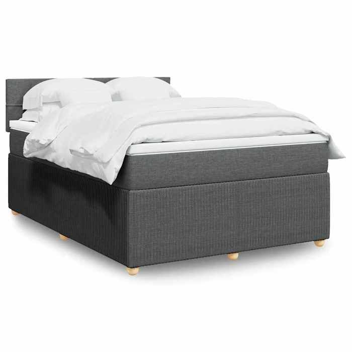 Maison Exclusive - Sommier à lattes de lit avec matelas Gris foncé 140x190cm Tissu