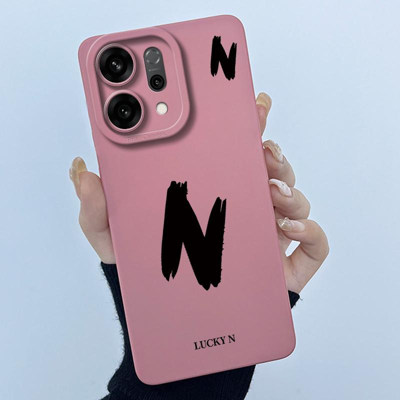 For OPPO Reno14 Pro 5G Cover Case Lucky Initial Letter Couple Silicone Soft Matte Phone Bumper for Oppo Reno 14 Pro 5G Casing