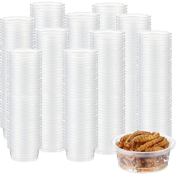 EBOOT 500 Pcs Gecko Food and Water Cups Small Plastic Feeder Cups Reptiles Accessories Reptile Water Bowl Gecko Food Cups Reptile Feeding Bowls for 0.5oz