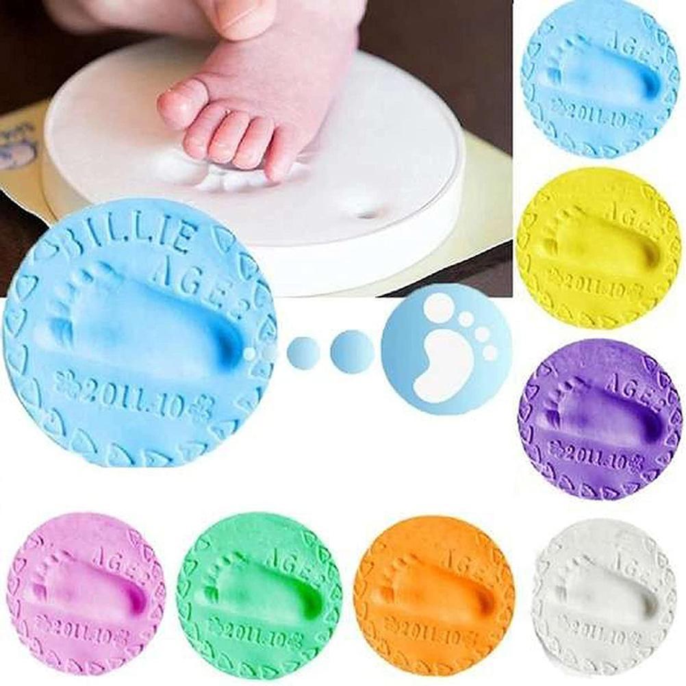 DIY Babypflege Hand Fuß Tintenpad Handabdruck Fußabdruck Fingerabdruck 7 Farben Weich Ton Flauschiger Schaum Zubehör Antistress Kinderspielzeug für Kinder