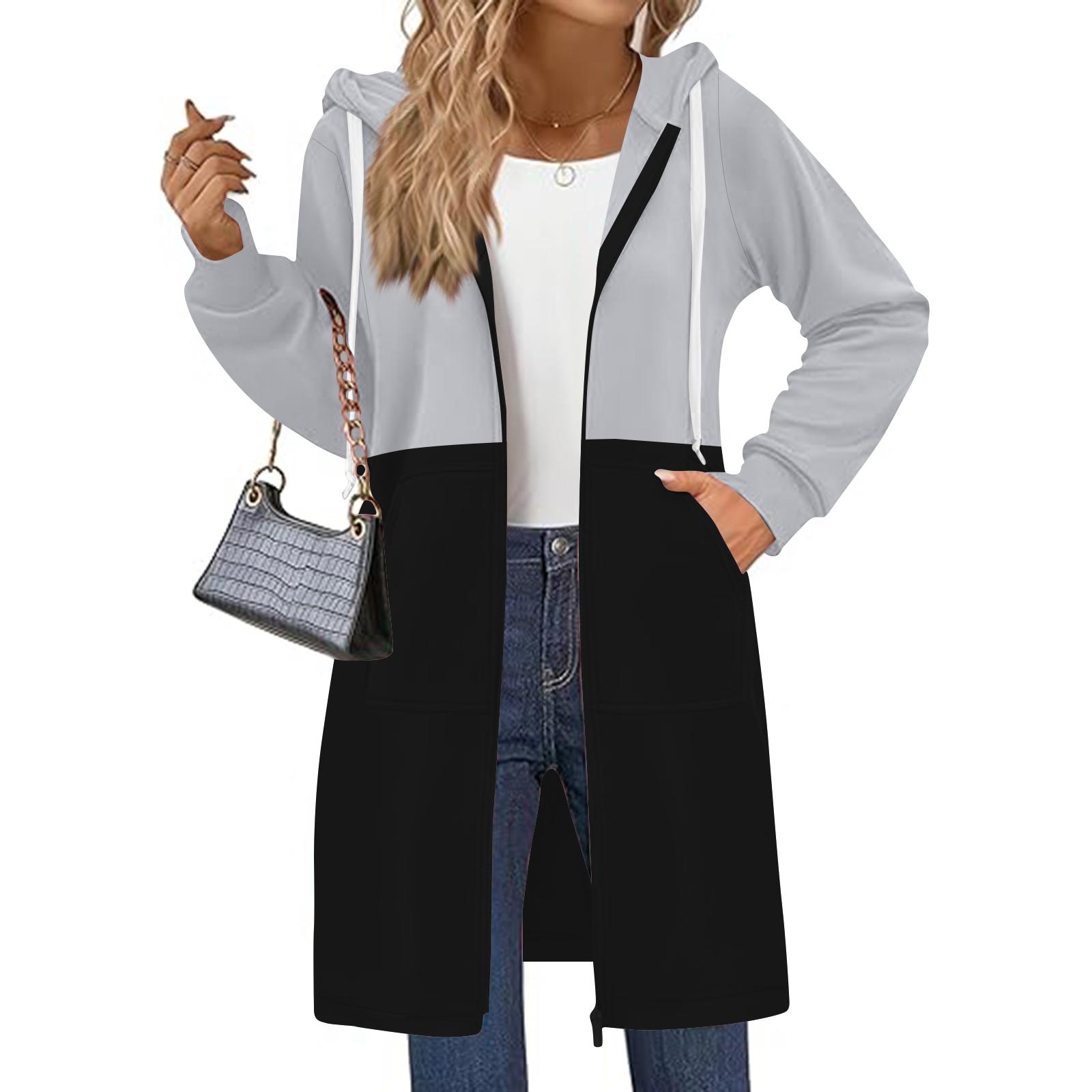 

Женские толстовки на молнии, оверсайз, флисовые, длинные, пуловер с капюшоном, повседневные, с длинным рукавом, осенняя куртка-худи XXL чёрный