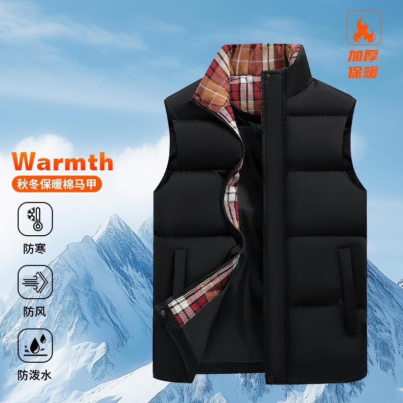 New autumn and winter warm thickened vest sleeveless vest thickened black stand-up neck cotton clothes vest men