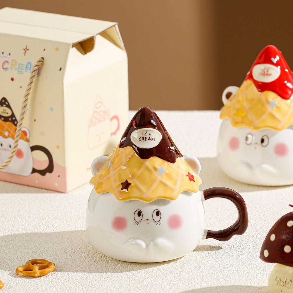 Carrying Box Set Household Ceramic Cup Cute Simple Mug High Temperature Resistant Water Cup Annual Meeting Small Gift Cup