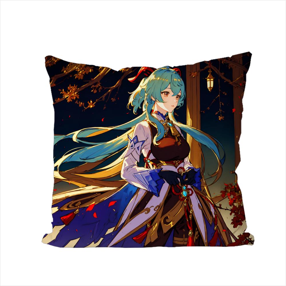 Ganyu Genshin Impact Pillow Case For Car Sofa Decorative Home Doublesided Print Plush Square Throw Pillow Cushion Cover