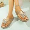 Butterfly Decor Flat Sandals for Women Shiny Crystal Clip Toe Chunky Platform Slippers 2025 Plus Size Thick Sole Non Slip Shoes