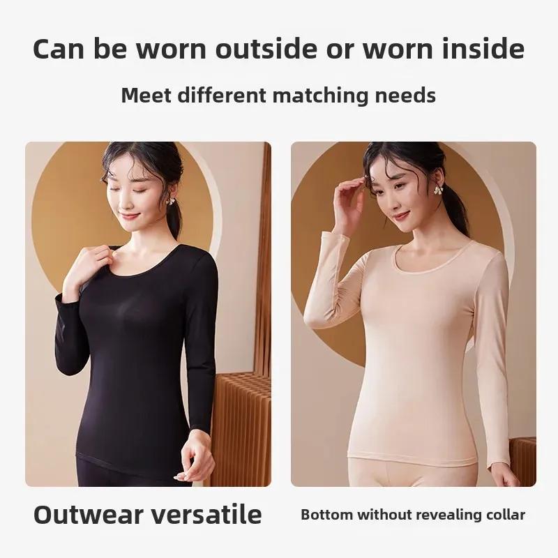 Women's Modal Long Sleeve Round Neck Top – Thin Autumn/Winter Sweater, Large Size