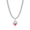 Heart-Shaped Enamel Cross Chain Necklace with Peach Heart Beads for Women - Fashionable Classic Style