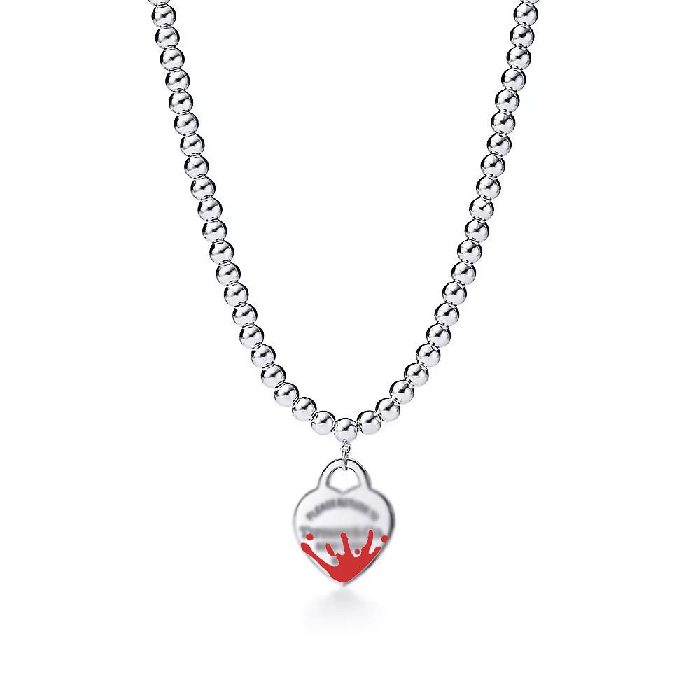Heart-Shaped Enamel Cross Chain Necklace with Peach Heart Beads for Women - Fashionable Classic Style